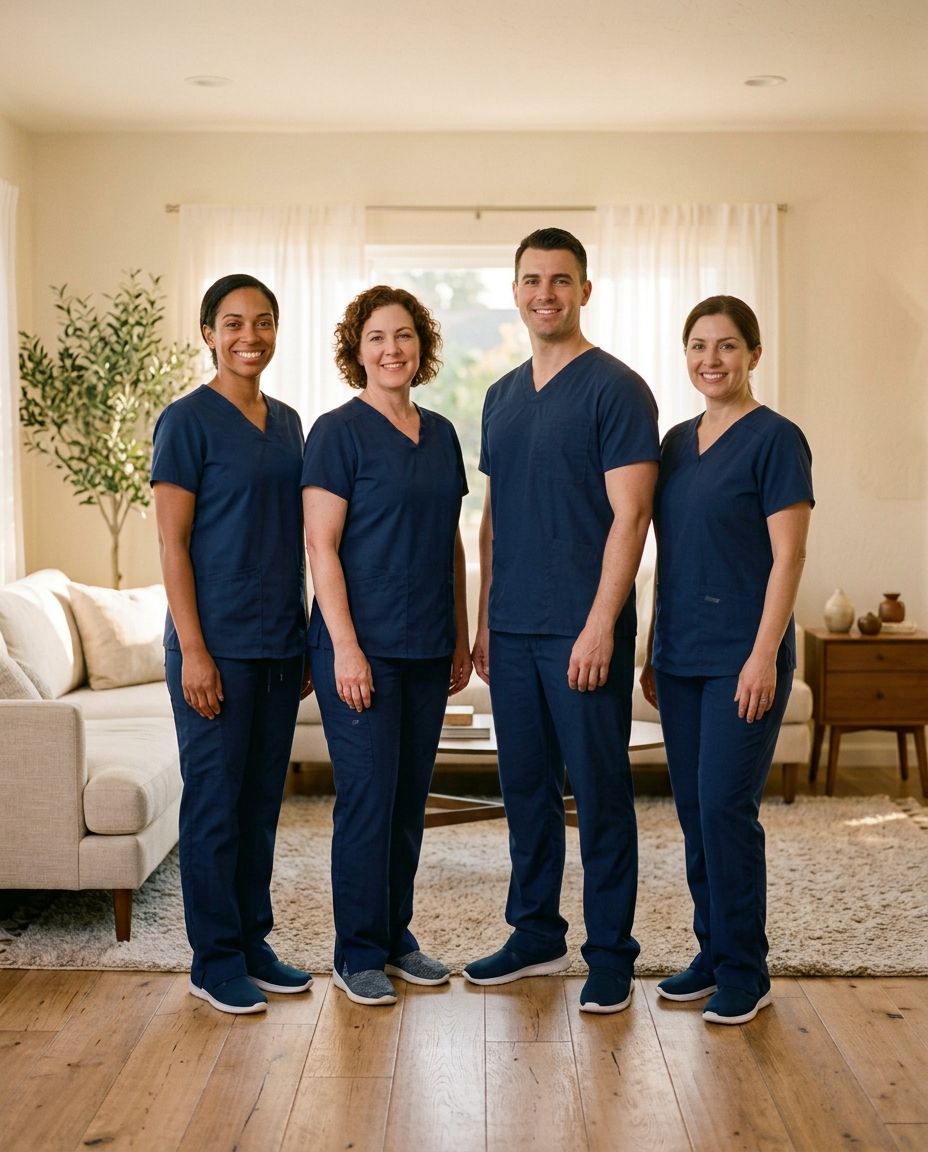 The Astral Drip nursing team standing together in a client's living room